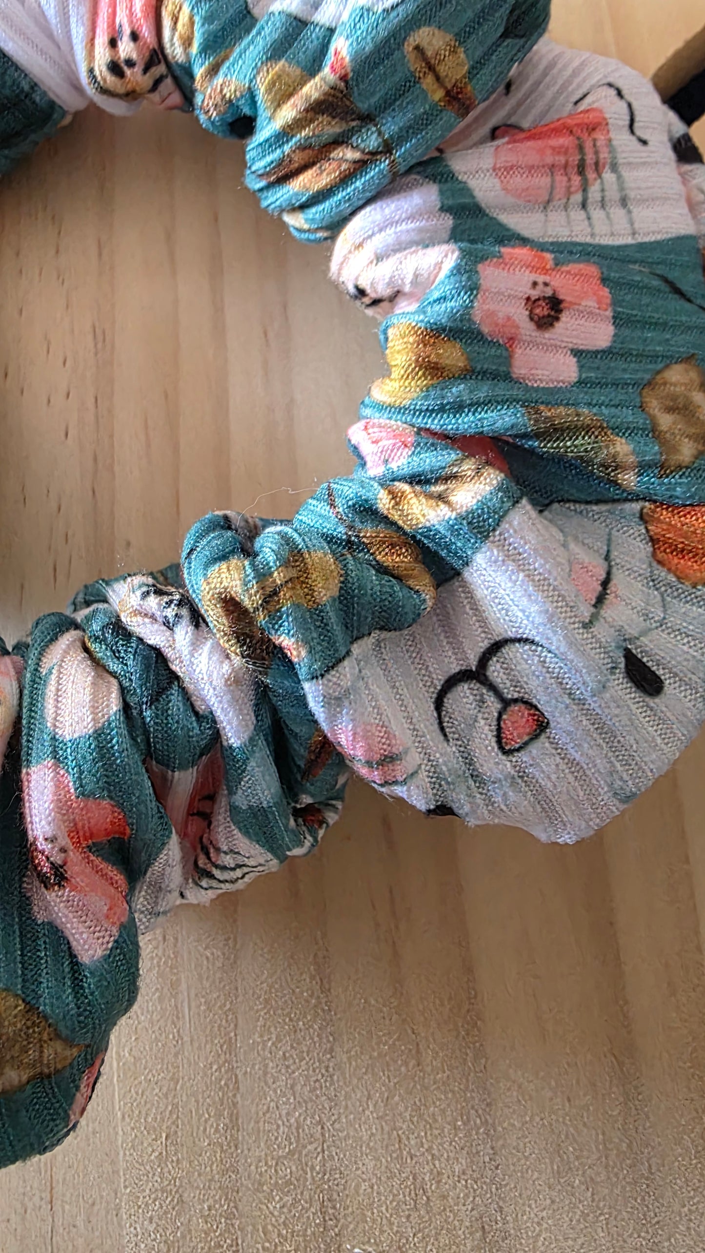 Cat & Flowers Scrunchie