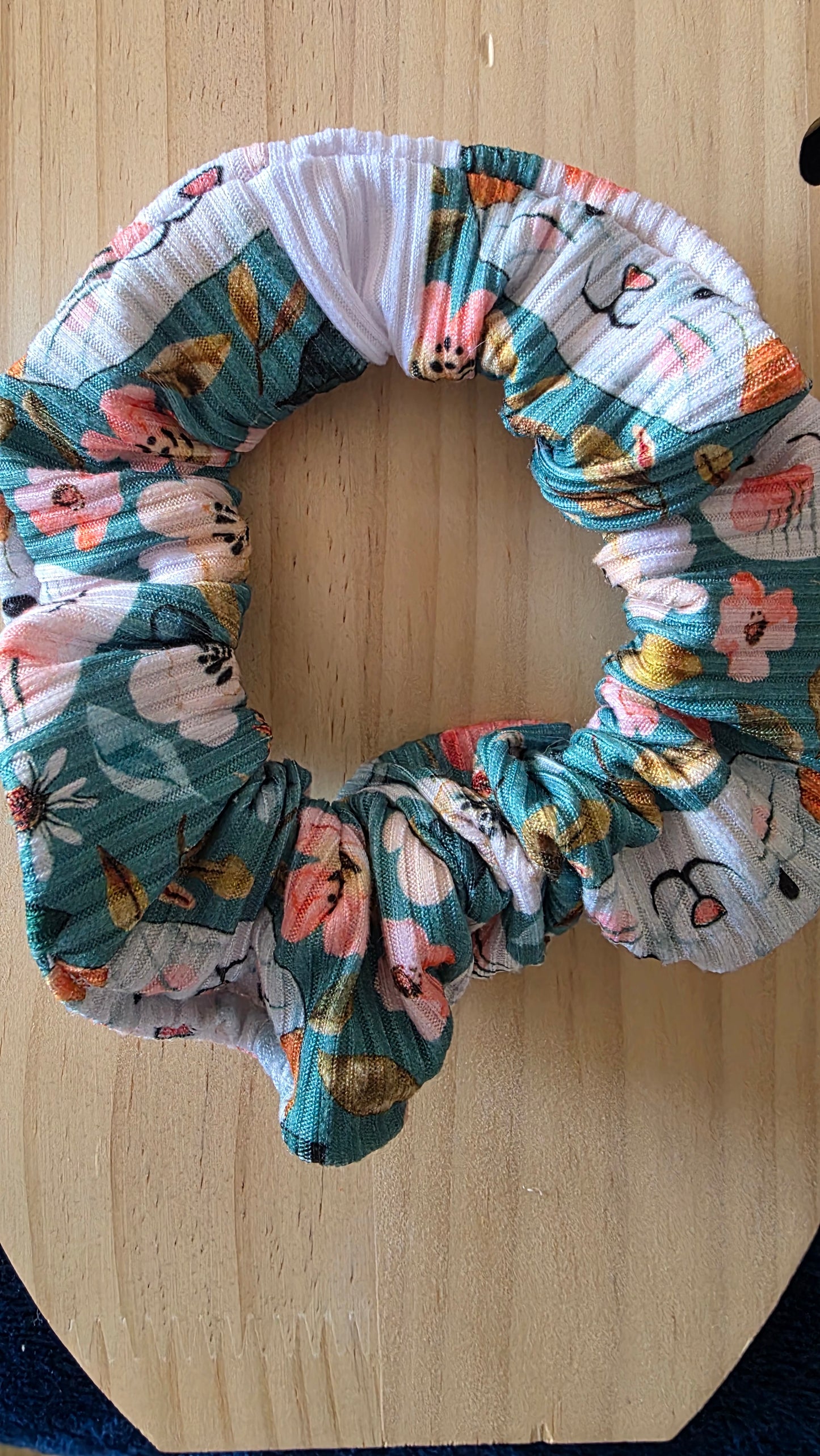Cat & Flowers Scrunchie